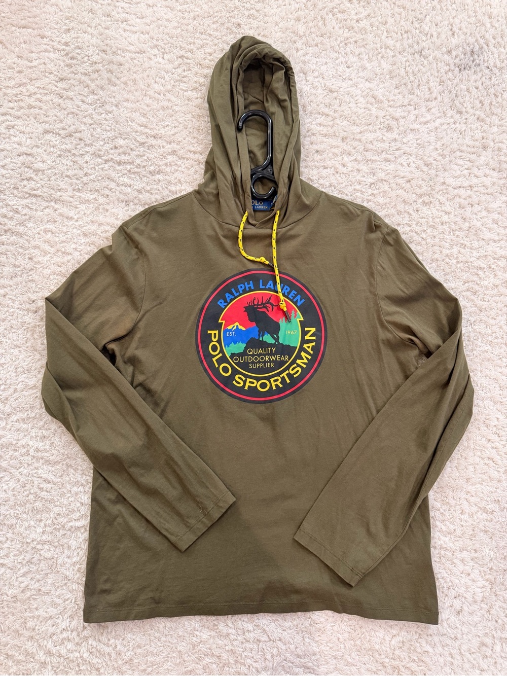 Lot of 4 Ralph Lauren-Olive Green Polo Sportsman Hooded Long Sleeve Tee, shirts